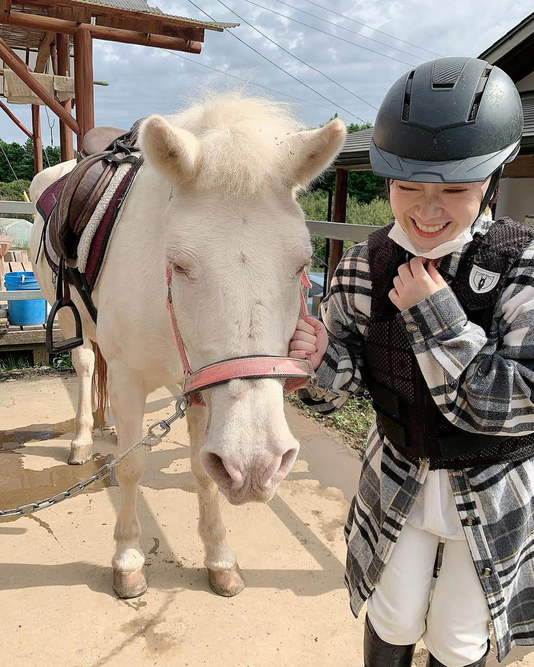 佐藤朱さんのインスタグラム写真 - (佐藤朱Instagram)「#ホーストレッキング  ほぼ初めての乗馬 場内で練習じゃなくて トレッキングをしたくて 茨城まで行ってきました。  前後引き馬で、真ん中の私は…補助なしっ！  わーお！  って思ったけど 相棒のきくちゃんがお利口さんすぎて ほぼ、ただ乗っているだけで 前に着いて行ってくれました。  馬可愛いよぉ馬ぁ💓  ハマりそうです✨  乗馬トレッキング、都内から1時間半ですので 是非　#風来里 さんへ🎶  #とってもオススメ #きくちゃん #賢い #馬 #乗馬 #トレッキング #体験 #また来るね #japan #ibaraki #ishioka #hurari #horse #trekking  #beautifulday」10月16日 12時32分 - akechi516