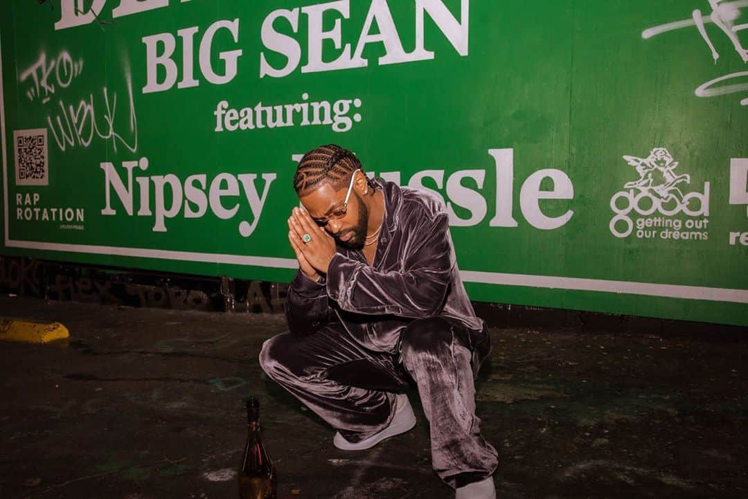 ビッグ・ショーンさんのインスタグラム写真 - (ビッグ・ショーンInstagram)「DEEP REVERENCE 🙏🏾  RIP @nipseyhussle  Me n the exec producer of the year @hitboy! Go take pics at the @rotation D2 Murals in a city near you. 1am last night! #detroit2 🤟🏾🌍🌹✊🏾💙🍾  📸 @ravieb  7753 Melrose Ave Los Angeles, CA  90046」10月16日 5時08分 - bigsean