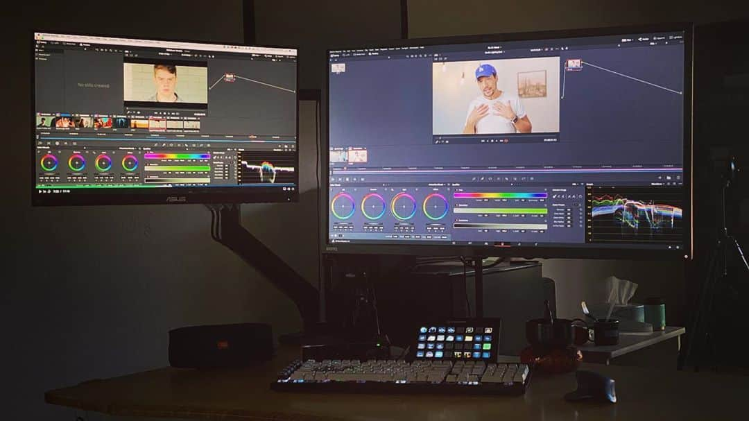 クリスのインスタグラム：「Learning new editing software!👍 ダビンチと言うソフトに変更して使い方が少しずつ慣れてきています」