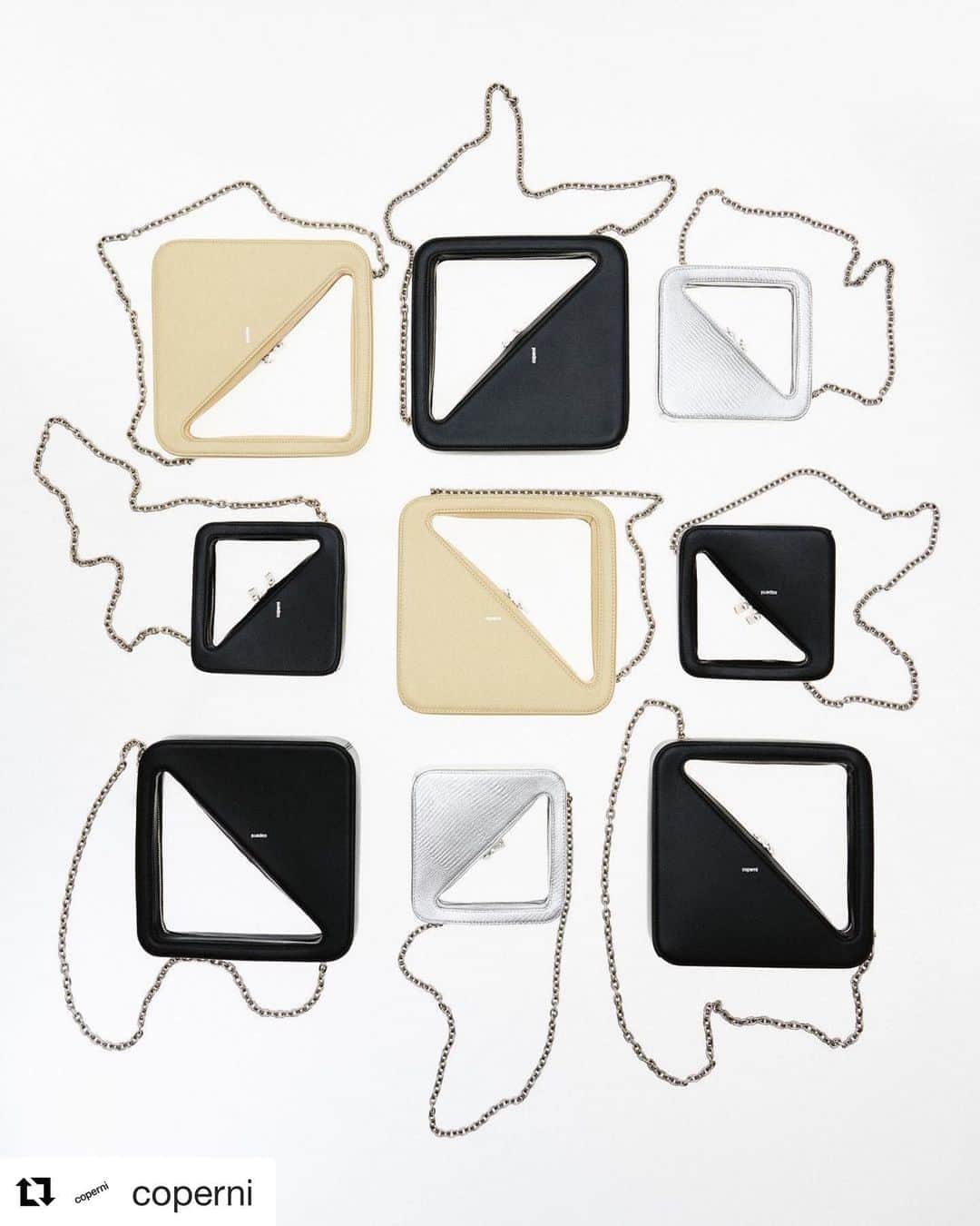 のインスタグラム：「Coperni  MINI APP BAG/BLACK ¥59,500 (+tax)  We can ship worldwide. Please feel free to contact to us our e-mail. info@sister-tokyo.com  #Repost @coperni with @get_repost ・・・ App Bag Accumulation Photographed by @charlygosp  Creative Direction by @may_be  @kevintekinel @charleslevai  Set Design by @olivio_du_ghetto」