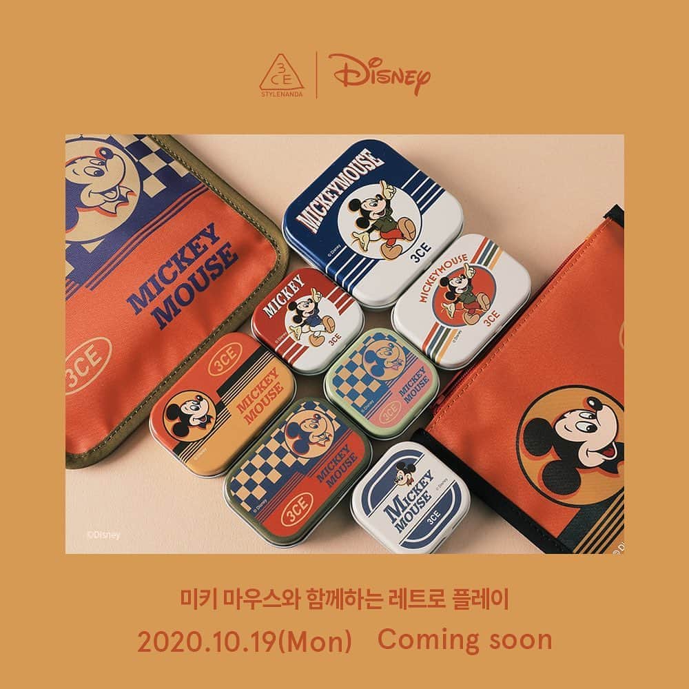 Official STYLENANDAのインスタグラム：「#3CExDisney 미키마우스와 함께하는 레트로 플레이 3CE l Disney collection🧡 2020.10.19(Mon) Coming soon!」