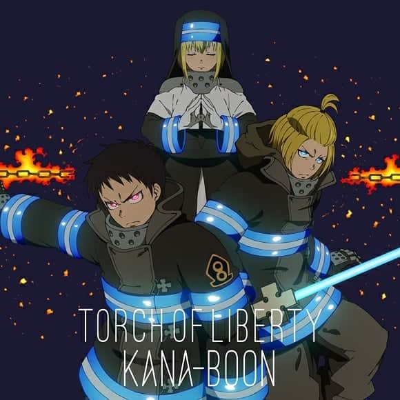 古賀隼斗のインスタグラム：「お知らせです。  11/25(水)発売のニューシングル 「Torch of Liberty」  期間生産限定盤の TVアニメ「炎炎ノ消防隊」描き下ろしジャケットが公開されました。  そして、CD購入者特典も決定！  更に、今夜24時からは 「Torch of Liberty」 の先行配信もスタートします。  アニメ尺以外の部分もめちゃくちゃ好き。 展開もカッコイイし、ギターソロももちろん御座いますので是非フルでお楽しみ下さいませ！  #kanaboon #古賀隼斗 #TorchofLiberty #炎炎ノ消防隊」