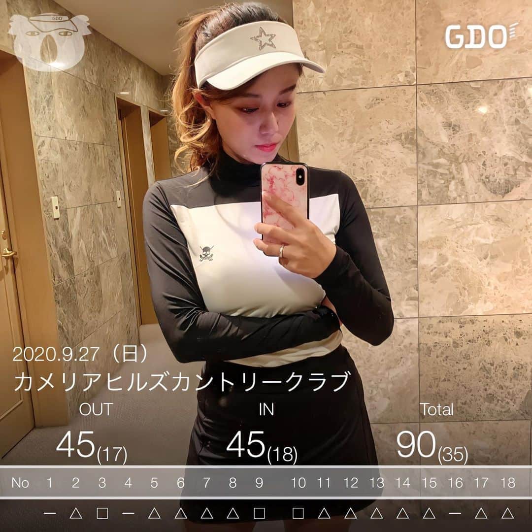 のインスタグラム：「こんばんは⭐️ . カメリアでのラウンドのスコアです⛳️💕 数年ぶりのカメリア🐢 . なのにドライバーのチーピン止まらず撃沈。😳 . この日の前日はティーショットいい感じだったのに、1日でこんなに変わるかな🤣ゴルフって難しいですね。😭 .  #ゴルフ#ゴルフ女子#golf#golfgirl#golfswing#ゴルフスイング#sports#スポーツ#スポーツ女子#골프#골프여자#스포츠#高尔夫球#高尔夫#ゴルフウェア#golfwear」