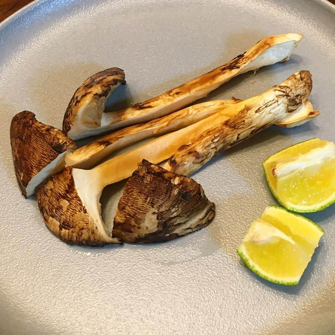 六車奈々さんのインスタグラム写真 - (六車奈々Instagram)「昨日の松茸を一本残して、 今日は焼き松茸。  すだちだけで頂きました。 おいしー\(//∇//)\  #焼き松茸 #美味しすぎる #玉乃家 #松茸」10月16日 20時08分 - nanarokusha