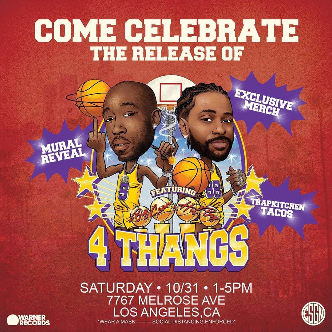 Freddie Gibbsのインスタグラム：「Come check out the official  #4THANGS mural tomorrow in LA. 🏆🏆🏆🏆」