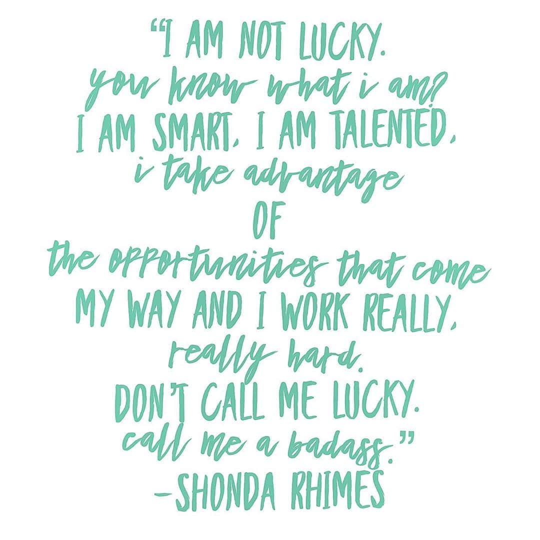 ブリアンナ・ブラウンのインスタグラム：「Yes! Own it Shonda!  Love this quote! 💜 .  “I am not lucky. You know what I am? I am smart, I am talented, I take advantage of the opportunities that come my way and I work really, really hard. Don’t call me lucky. Call me a badass.” -Shonda Rhimes #badass」