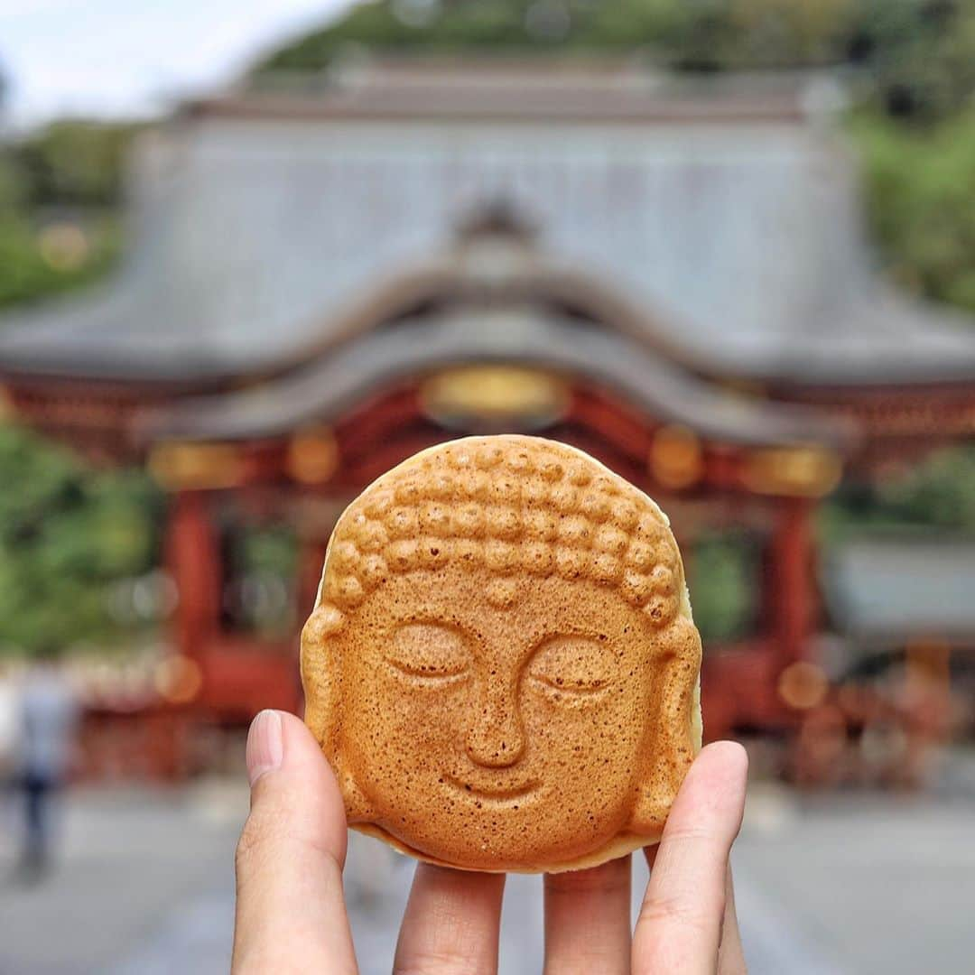 きょん。さんのインスタグラム写真 - (きょん。Instagram)「.  .  ともや鎌倉小町店 @manjuya_kamakura  小町通りを 歩いていたら 大仏さまと目が合った。  よく見ると 金運は紅いもあん、 健康運は小倉あん、と 心から あやかりたい文字と共に 美味しそうな文字が並んでて。  こそっと 人気運上昇必至(と信じてます) のカスタードをいただきました、 願いを込めて。  #ともや鎌倉小町店#大仏 #kamakura#japanesesweets」10月31日 10時00分 - kyon_tokiiro