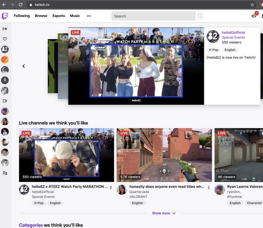 Jaeyoon Choiのインスタグラム：「트위치 메인에! 🙌🏻🙌🏻🙌🏻 Hello82 on Twitch main!」