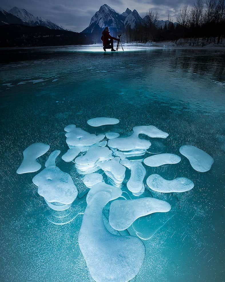 ボール・ウォッチのインスタグラム：「A weekend greeting from #abrahamlake! A stunning scene with methane bubble in frozen lake. Photographed by BALL Explorer @paulzizkaphoto  #beyourself #ballwatch #lettherebelight #exploration #explorer #adventure #lake #regram #journey #inspirational #weekend」