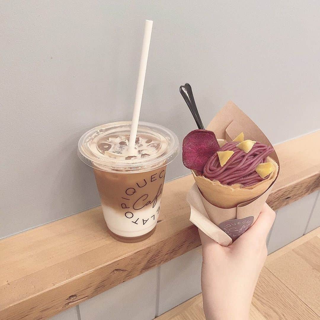 のインスタグラム：「#gelatopique #gelatopiquecafe  #cafe#caferacer #café #cafestagram  #名古屋カフェ#モンブラン #紫芋モンブラン#名古屋#名古屋グルメ#キャラメルマキアート#カフェラテ#カフェオレ#芋#さつまいもスイーツ」