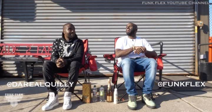 ファンクマスター・フレックスのインスタグラム：「#FunkFlexBlockwork @youtube / FunkFlex Lyor/Kelly I appreciate everything! @darealquilly yes sir!!! Location: @fade2famous Producer: @tatwza 🎥 @juganot Sound: @djhrnyc / @jblaudio WHO SHOULD I HAVE ON NEXT TO GET BUSY?」