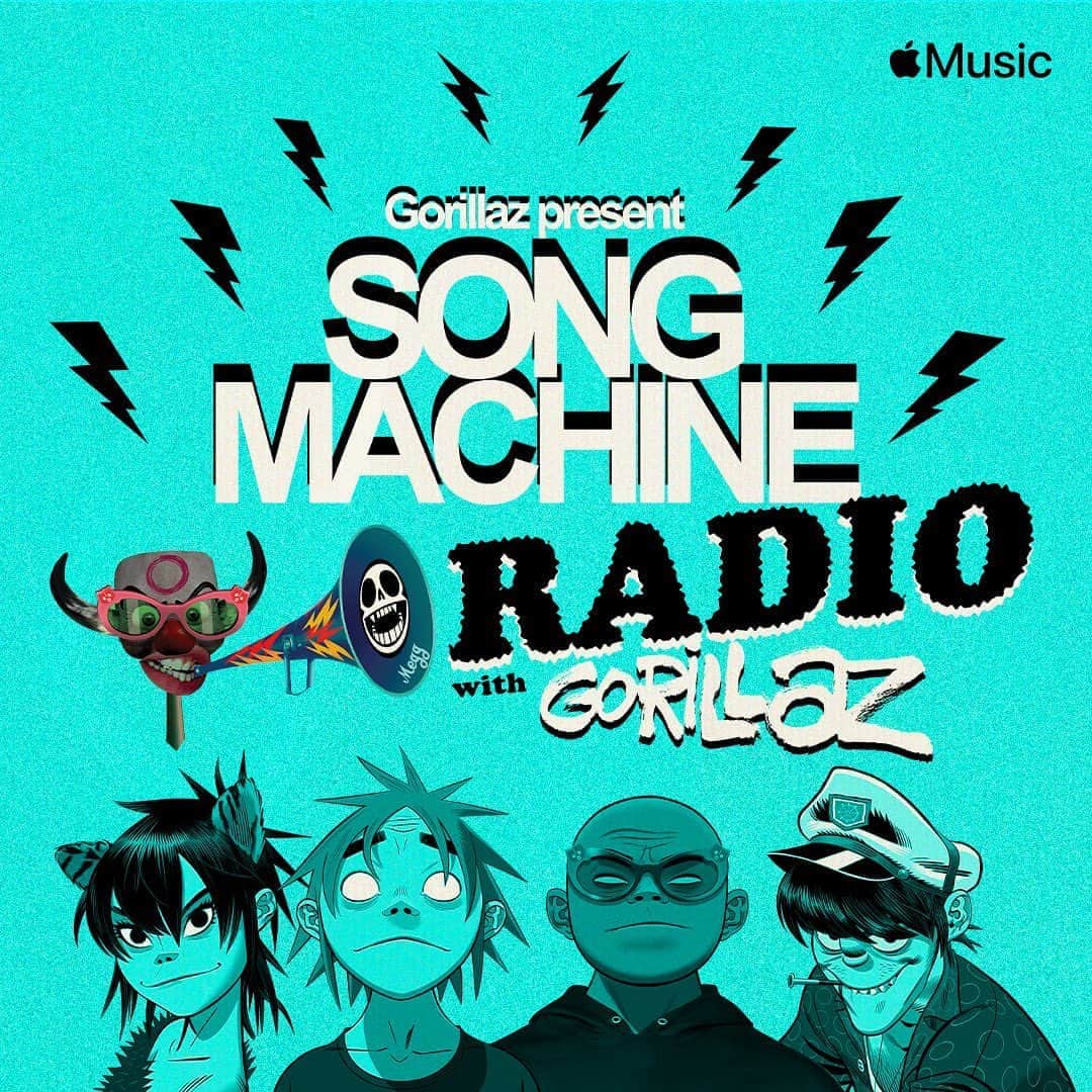 Gorillazさんのインスタグラム写真 - (GorillazInstagram)「⚡ SONG MACHINE RADIO ⚡  2D, Murdoc, @watashiwanoodle and Russel will each host their very own 1-hour show on @applemusic starting Monday 19th October 👀  Read all about it 👉 apple.co/songmachine  #SongMachineRadio」10月17日 0時33分 - gorillaz