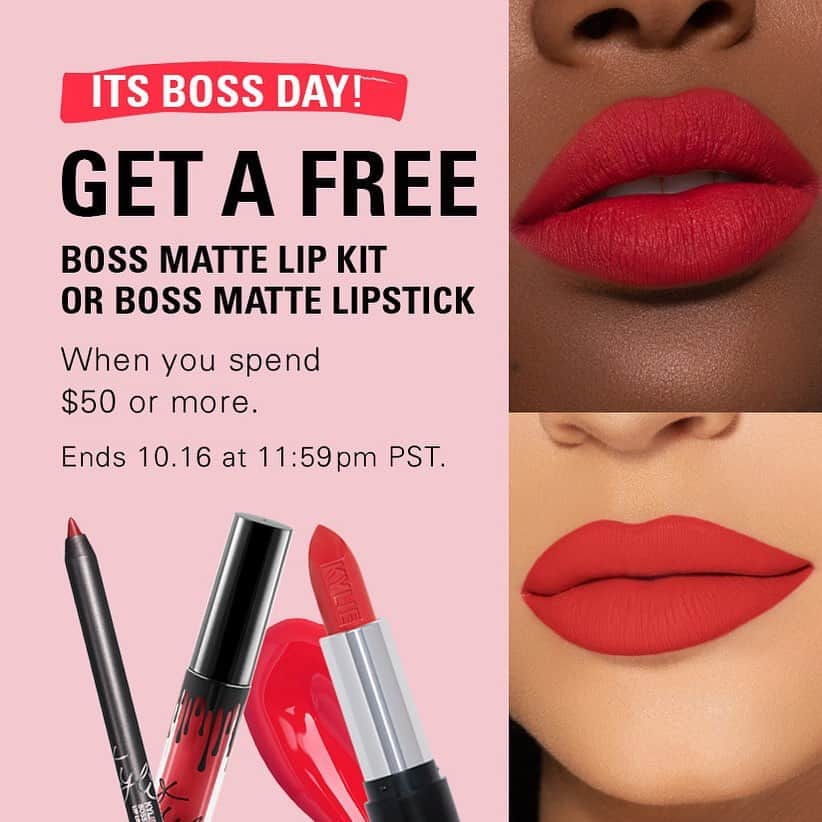 Kylie Cosmeticsさんのインスタグラム写真 - (Kylie CosmeticsInstagram)「Buy one, get one FREE on Skin Concealers starts now! 😍 Plus, get a FREE Boss Lip Kit or Boss Lipstick when you spend $50 or more for #NationalBossDay 💋 Shop now on KylieCosmetics.com⁠」10月17日 1時04分 - kyliecosmetics