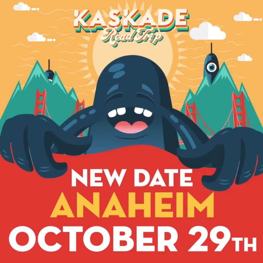 のインスタグラム：「💥New Date Added💥⁠ ANAHEIM 10.29⁠ 🚙Road Trip🚙⁠ Tickets on sale Tuesday 10.20 at 10 AM Pacific⁠ KaskadeMusic.com⁠ ((Link In Bio))」