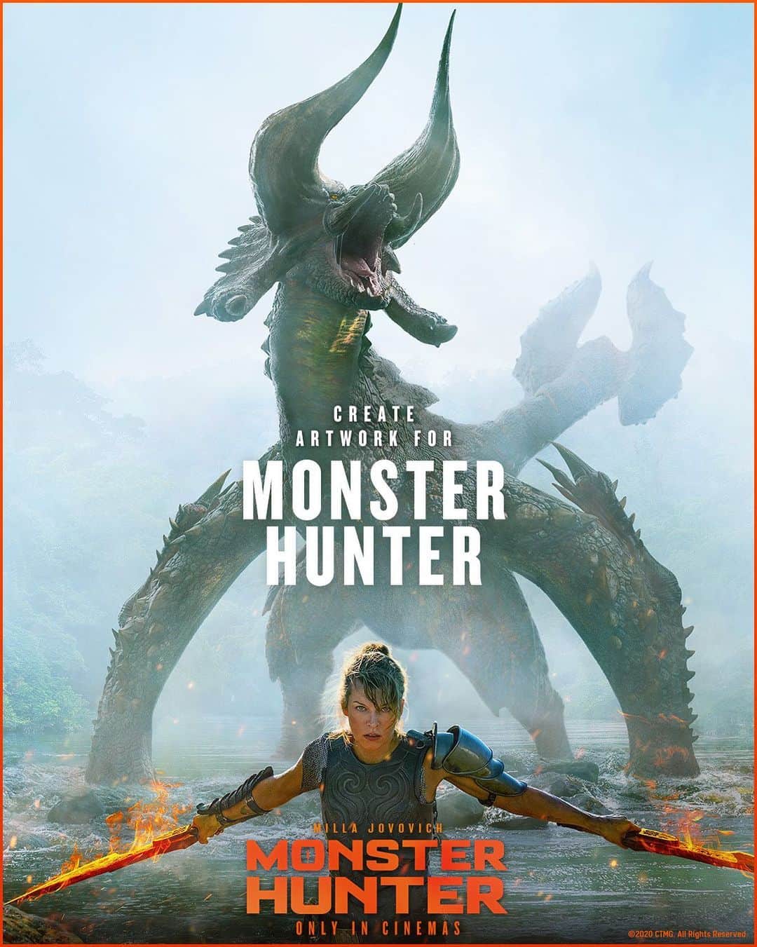 ミラ・ジョヴォヴィッチのインスタグラム：「Hey all you creative geniuses do you want to win $2000? 🥳Summon your inner monster hunter and unleash your imagination to create unique artwork – the bigger the better! 🔥 Submit your  #MonsterHunterMovie inspired art on @Talenthouse now until November 6‼️ #FanArtFriday! Submissions must be received by: November 6, 2020 at 10:00 AM PT  •Selection Period Starts: November 7, 2020 at 10:00 AM PT •Selected Creators Announced: November 20, 2020 link in bio for more info!! #monsterhuntermovie」