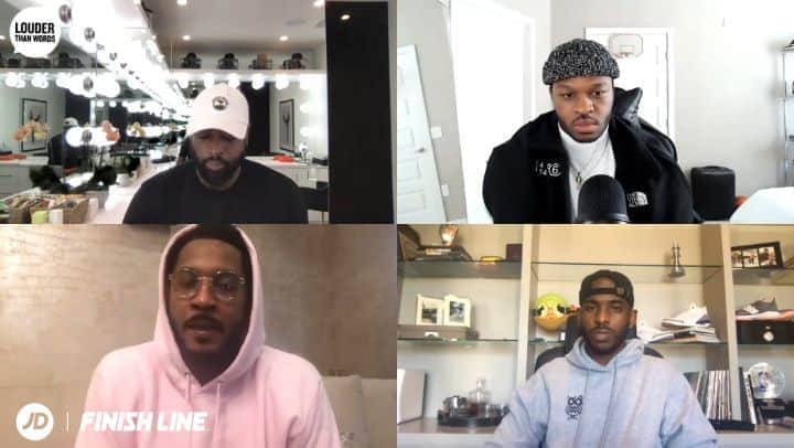 カーメロ・アンソニーのインスタグラム：「Brothers hold each other accountable. So on something as important as voting, me, @cp3 and @dwyanewade partnered with @finishline to be a part of their Community Voices series. The conversation we had with their host and Senior Cultural Partnerships Strategist, @omarr dives deep into topics such as the power of voting, our @socialchangefnd, the partnership with @hbcuheroes and the work we are doing to empower communities of color. They also surprised us with a very generous donation! We encourage you all to watch the discussion on @finishline IGTV today at 4PM EST and make sure you go out and vote!」