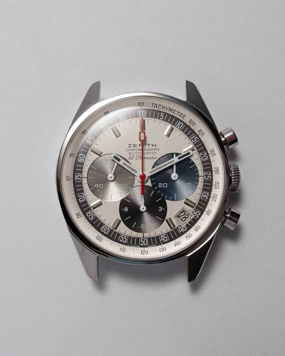 ゼニスのインスタグラム：「#Icons: The AH386, arguably one of the most iconic chronographs ever made. Also one of the original watches equipped with the El Primero in 1969, it stands out with its tri-color chronograph counters, an element that has become a signature El Primero feature over the decades.  The AH385, one of the original watches launched with the El Primero in 1969. It’s distinguished by its brown gradient or “fumé” dial, something of a rarity back then.  And last but not least the AH384, one of the three watches that originally launched alongside the El Primero calibre and used to represent the revolutionary movement as “the world’s first automatic chronograph”.  #Zenith #ZenithWatches #Watches #Watch #Watchesofinstagram #Watchfam #WatchoftheDay #Luxury #WatchAddict #Watchcollector #Horology #DailyWatch #ElPrimero #Chronograph #VintageWatches #ZenithIcons」