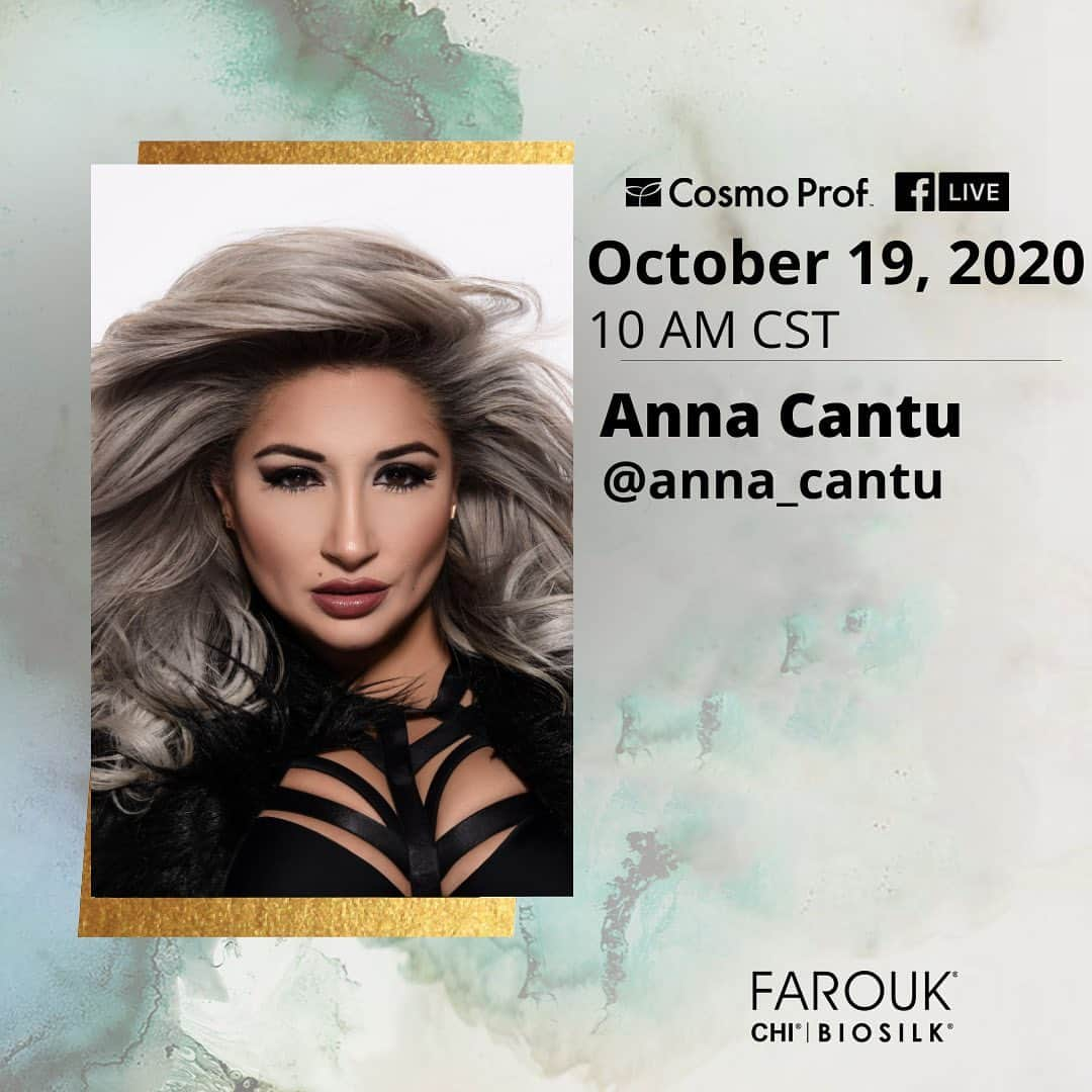 CosmoProf Beautyさんのインスタグラム写真 - (CosmoProf BeautyInstagram)「Mark your calendars!📅 ⁣ ⁣⁣⁣ Join us Monday, October 19th at 10 AM CST, for a Facebook Live event with @chihaircare Global Board Artist @anna_cantu . ⁣ ⁣ ⁣⁣⁣Don't forget to give us a 👍 on Facebook to receive notifications once we go live!⁣⁣⁣⁣⁣ ⁣⁣⁣ #cosmoprofbeauty #licensedtocreate #chihaircare #farouksystems #FacebookLive」10月17日 5時52分 - cosmoprofbeauty