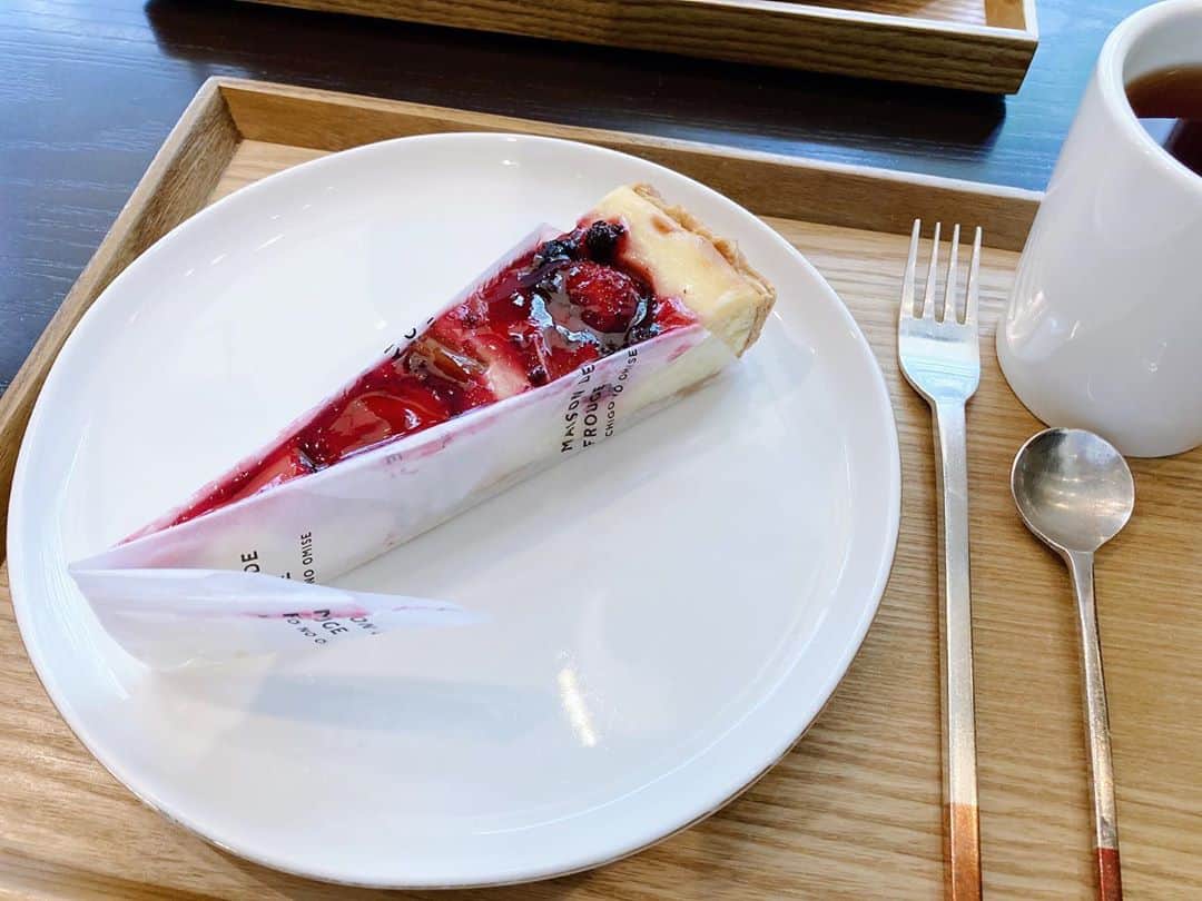 藤野可織のインスタグラム：「これは先日食べたいちごのベイクドチーズケーキです。ケーキ食べたのいつ以来だろう…。」