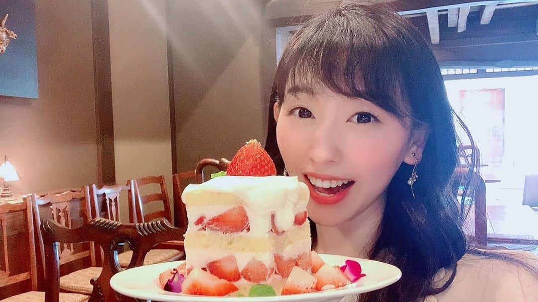 関明日香さんのインスタグラム写真 - (関明日香Instagram)「. こんな映えなケーキたまらん🍰 味も堪らなく美味しいです❤️ . 滋賀県　長浜黒壁スクエア限定 "cafe 叶匠嘉庵☕️" 近江のまつりばやしケーキ🎂 . . . . . #湖北エリア　#長浜　#米原　#彦根　#黒壁スクエア　#叶匠嘉庵　#近江まつりばやし #ケーキ　#🍰　#🍓　#🧁　#🎂　#長浜黒壁スクエア #限定　#限定ケーキ　#sweets #スイーツ #甘党　#スイーツ好き  #黒髪　　#longhair #japan  #shiga 　#滋賀　#琵琶湖　#関西タレント　#アナウンサー　#リポーター　#ラジオパーソナリティー」10月17日 16時33分 - asuka2586