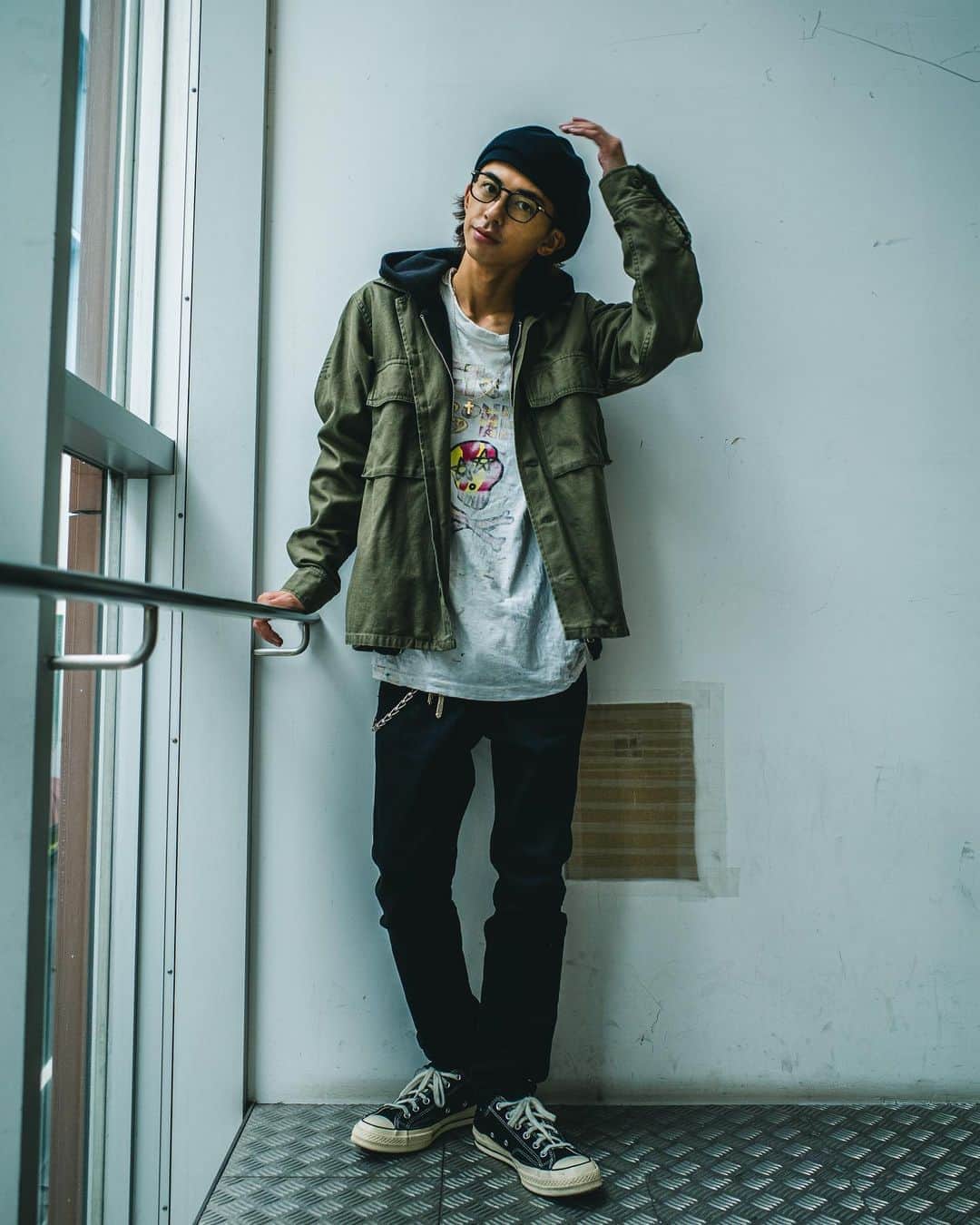 のインスタグラム：「古着mix ミリタリー🦎  #challenger_brigade  #rottweiler708  #古着mix  #古着コーデ  #古着男子  #ミリタリーシャツ」