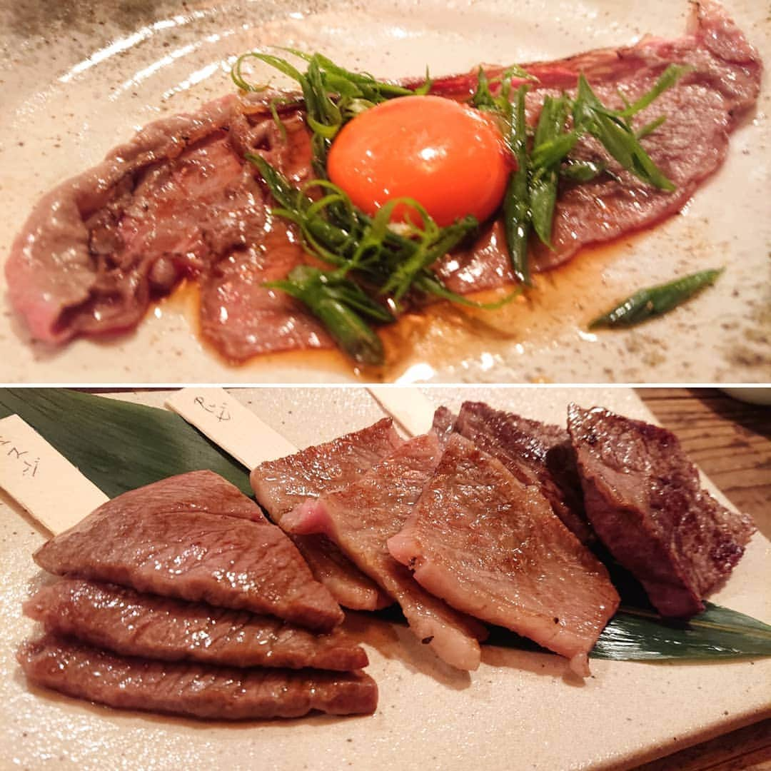 和田益典さんのインスタグラム写真 - (和田益典Instagram)「◆ 昨夜の晩御飯 (のごく一部) . . ８月以来？の肉バル。 . 前回とは打って変わって店内は大盛況。 満席でしたわ。(ソーシャル云々はちゃんとされてます) . . バーナーで炙ってくれる「炙りユッケ」は一口で食べるのだ。 鬼ヤバです。 . ※写真ピンボケ御容赦を！苦笑 . . . #昨夜 #晩ごはん #晩御飯 #夕食 #肉バル #心斎橋 #ミナミ #長堀橋 #大阪 #グルメ #飯テロ #肉テロ #牛肉 #肉食 #肉スタグラム #炙りユッケ #ミスジ #肉料理 #肉 #にく #ニク #贅沢 #ごちそう #foodstagram #food #delicious #gourmet #beef #photostagram #japan . . 食に掛けるお金は惜しみません。 . が、安くて美味いのに越した事はない。笑 . そんなこんなで「わだます食の旅」はまだまだ続くのである。(病気になるまで) .」10月17日 11時56分 - masunori_wada