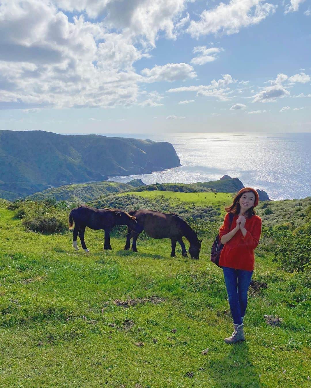 近藤しづかさんのインスタグラム写真 - (近藤しづかInstagram)「胸きゅん💓 スポット発見です！  絶景はもちろんなんだけれど 私はお馬さんの脚の角度が (5枚目) 気になってしょうがない🤣 グッとバランス👍  Hi I’m in Nishi Island, which is a part of Oki Islands!  Actually I didn’t know much about Oki islands and didn’t expect much more before I came here, but now I admit how amazing these islands are!!! Wild horses and cows are everywhere 🐴🐃 eating green grass 24/7... Hiking in nature makes me feel happier 🌈  #島根県　#西ノ島　#摩天崖 #国賀海岸 #通天橋　#胸キュン  #隠岐ユネスコ世界ジオパーク #島旅　#絶景　#馬　#牛　#海 #放牧  #shimane #okiisland #matengai #nishinoshima #naturephotography #lovenature #lovetraveling  #wildhorse #socialdistance  #coastline #visitjapan」10月17日 12時59分 - shizuka_kondo
