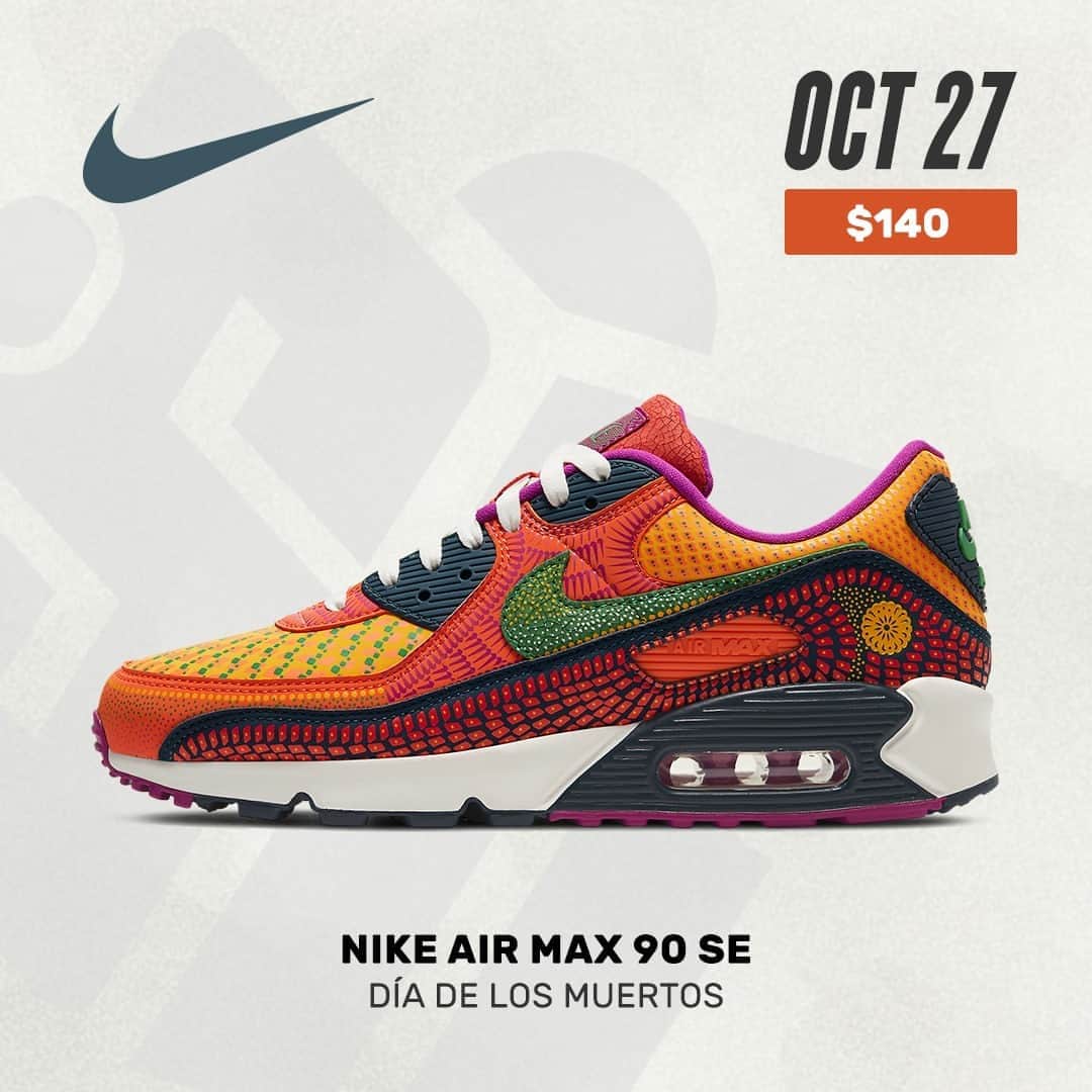 Sneaker Newsさんのインスタグラム写真 - (Sneaker NewsInstagram)「#SNReleaseAlert : The Nike Air Max 90 SE "Día de Los Muertos" officially releases on SNKRS and select retailers on October 27th. Hit the link in our bio for a look at official images.」10月17日 13時01分 - sneakernews