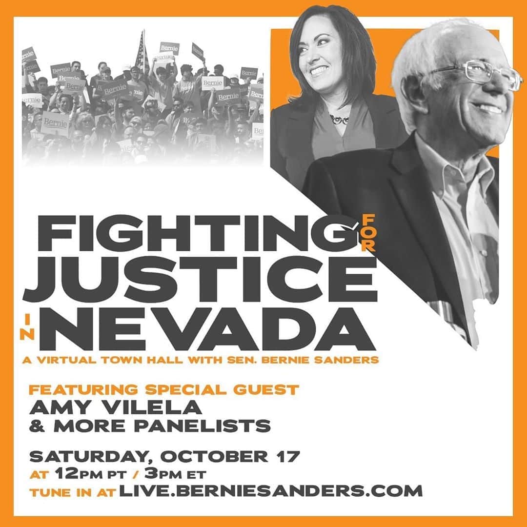 バーニー・サンダースさんのインスタグラム写真 - (バーニー・サンダースInstagram)「Let's make sure Joe Biden wins Nevada. Let's defeat Donald Trump. Let's create a nation for all of us.  Join our Fighting for Justice in Nevada town hall with Amy Vilela TODAY at 12 pm PT. Tune in at live.berniesanders.com.」10月18日 1時31分 - berniesanders