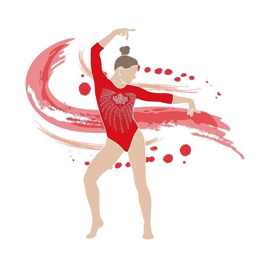 エミリー・チャンのインスタグラム：「Emma Spence @_emmaspence 🇨🇦 YOG Bronze medallist on Vault🥉 #gymnastics #art #illustration #emmaspence #canada」