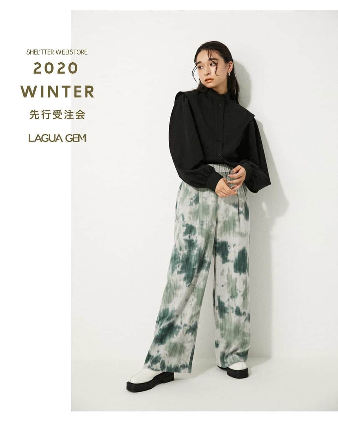 のインスタグラム：「2020 WINTER 先行受注会 ━━━━━━━━━━━━━━━━━━ 10/30(金)11:59までに先行受注アイテムを ご購入いただくとマイル2倍プレゼント✨ ㅤㅤㅤㅤㅤㅤㅤㅤ BRAND_6 @laguagem   画像TAPで商品詳細をチェック✔️ ━━━━━━━━━━━━━━━━━━ #LAGUAGEM #SHELTTERWEBSTORE #SWS」