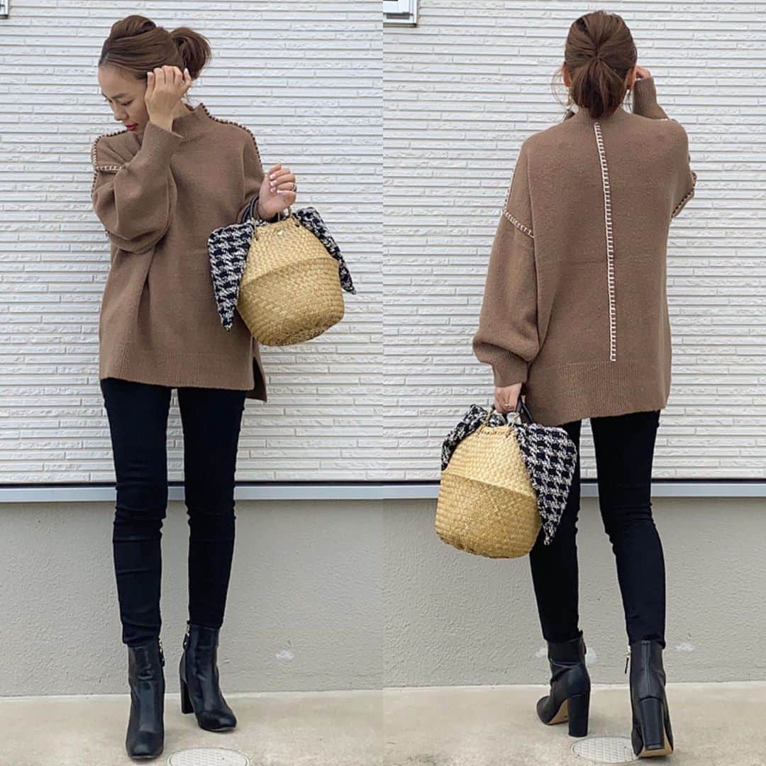 のインスタグラム：「昨日はひっさびさお買い物してきた😍 姪っこのお洋服選びも楽しかった👗 やっぱり実際手に取って着てのお買い物が一番楽しいな❤️ _____________________________ @classicalelf_official さんの配色ステッチがかわいいニット🧶 ハイネック感も苦しくなくてちょうどいいな❤️ pants／ #zara  bag／ #hansry  boots／#dholic pierce／#keimade ______________________________ #クラシカルエルフ#エフデコーデ#モックネック#クルーネック#classicalelf#ハイネックニット#pr#大人カジュアル#カジュアルコーデ#153cmコーデ#大人ファッション#アラフォーコーデ#シンプルコーデ #おちびコーデ#オトナカジュアル#大人コーデ #低身長コーデ #zaraコーデ#きれいめカジュアル#ザラジョ#大人カジュアルコーデ #プチプラコーデ #カジュアルコーデ #カジュアル#スキニー#ショートブーツ」