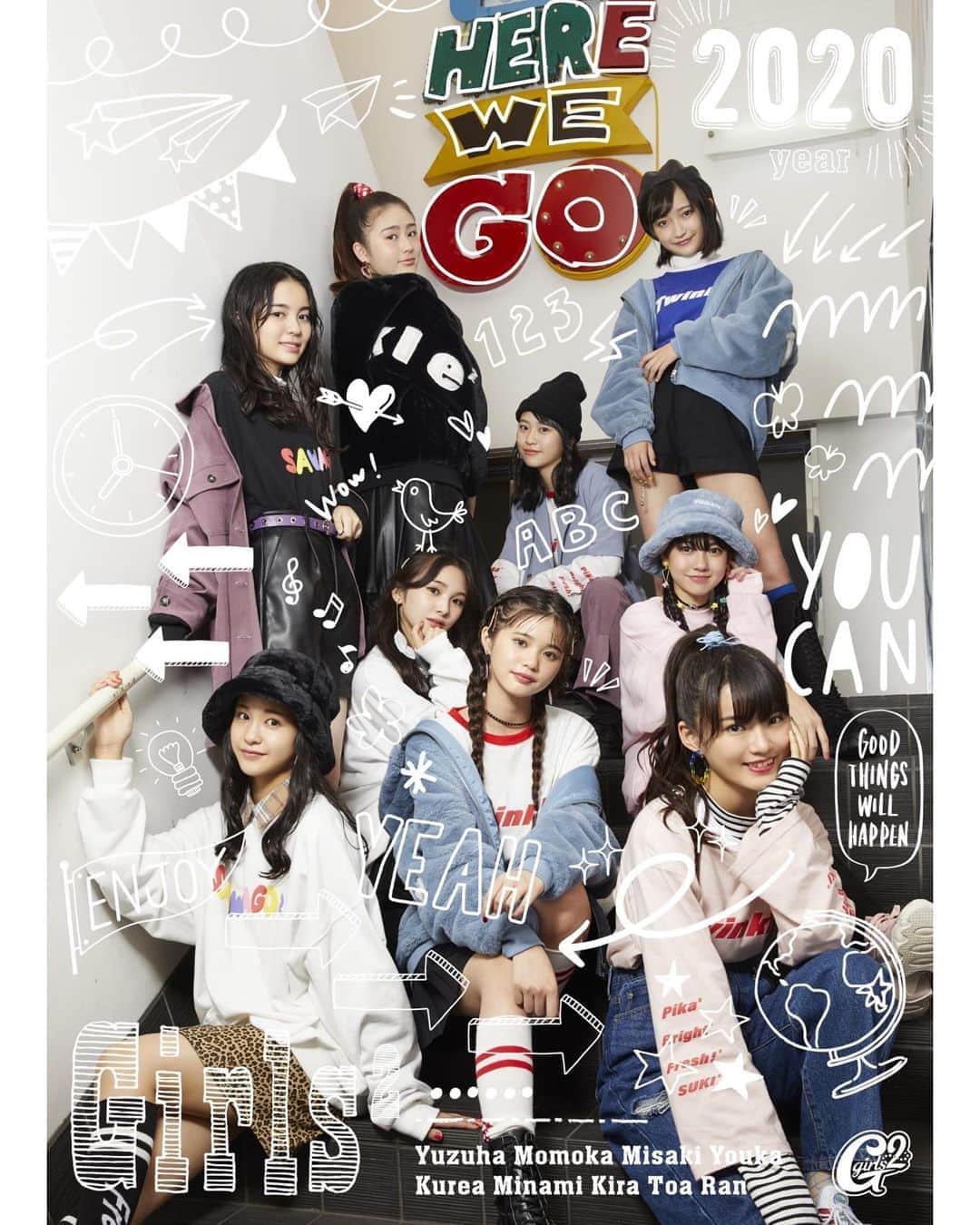 Girls²さんのインスタグラム写真 - (Girls²Instagram)「♡♡♡﻿ ﻿ 東京・原宿のストリートから﻿ 発信される幅広いスタイルをメインに﻿ 最新のトレンドを発信している「WEGO」 と ﻿ Girls²のコラボレーションが決定😭❤️﻿ ﻿ 11月18日(水)より﻿ 「WEGO」と Girls²のコラボ商品が﻿ 「WEGO」各店舗、及び、オンラインストアにて販売🌈﻿ ﻿ 「WEGO」のストリートテイスト溢れる﻿ カジュアルなファッションに﻿ Girls²メンバーによるメッセージモチーフを﻿ あしらったデザインがポイントの﻿ ﻿ ファービッグパーカ﻿ BIG スウェット﻿ ロング T シャツ﻿ ファーハット﻿ ソックス﻿ 全5アイテムが登場﻿ ﻿ さらに！！！﻿  “WEGO×Girls² 2020 Collaboration Song“として﻿ Girls²の最新楽曲「HERE WE GO」を﻿ リリースすることが決定💙💙💙﻿ 楽曲に加えて、原宿「WEGO」の店内で﻿ 撮影を行ったミュージックビデオも制作🎬✨﻿ ﻿ 「HERE WE GO」の音源は﻿ 本日より先行ダウンロード開始&﻿ ミュージックビデオもYouTube にて公開🥰﻿ ぜひチェックしてくださいね✅✅﻿ ﻿ なお、最新曲「HERE WE GO」は﻿ 11月18日(水)リリースとなる﻿ 2nd EP「大事なモノ/#キズナプラス」へ﻿ 収録されますので、ぜひお楽しみに❣️﻿ ﻿ ----------﻿ ■WEGO×Girls²コラボレーション﻿ ・販売開始：11月18日(水)〜﻿ ・「WEGO」公式サイト：https://www.wego.jp﻿  ﻿ <販売店舗>﻿ 【WEGO】 原宿竹下通り店、心斎橋店、札幌店、仙台店、ららぽーと横浜店、ららぽーと TOKYOBAY 店、TOKYO イオンレイクタウン店、大宮アルシェ店、池袋パルコ店、宇都宮インターパーク ヴィレッジ店、郡山店、新潟店、大須店、京都店、三宮店、広島店、福岡パルコ店、沖縄サンエーパル コ店、イオンモール高崎店、イオンモール愛知東郷店﻿ 【WEGO LA】 HEP FIVE 店﻿ 【ONLINE STORE】WEGO ONLINE STORE https://wegoec.jp/shop/default.aspx﻿ ﻿ ■WEGO×Girls² 2020﻿ Collaboration Song「HERE WE GO」﻿ ・ミュージックビデオ﻿ https://youtu.be /4Sl75HxFyxs﻿ ・先行配信﻿ https://smar.lnk.to/FRriVRlgIn﻿ ﻿ ■11/18(水)発売「大事なモノ / #キズナプラス」﻿ ・先行配信/CD予約﻿ https://smar.lnk.to/S3Oe68JAIn﻿ ﻿ #WEGO #ウィゴー﻿ #Girls2 #ガールズガールズ﻿ #大事なモノ #キズナプラス #HEREWEGO﻿ #おはスタ #おはガール﻿ #ファントミラージュ #ファントミ﻿ #ラブパトリーナ #ラブパト﻿ #小田柚葉  #隅谷百花 #鶴屋美咲 #小川桜花 #増田來亜﻿ #菱田未渚美 #山口綺羅 #原田都愛 #石井蘭﻿ #渡辺未優 #山口莉愛 #山下結衣 #杉浦優來﻿」10月18日 12時00分 - girls2_official