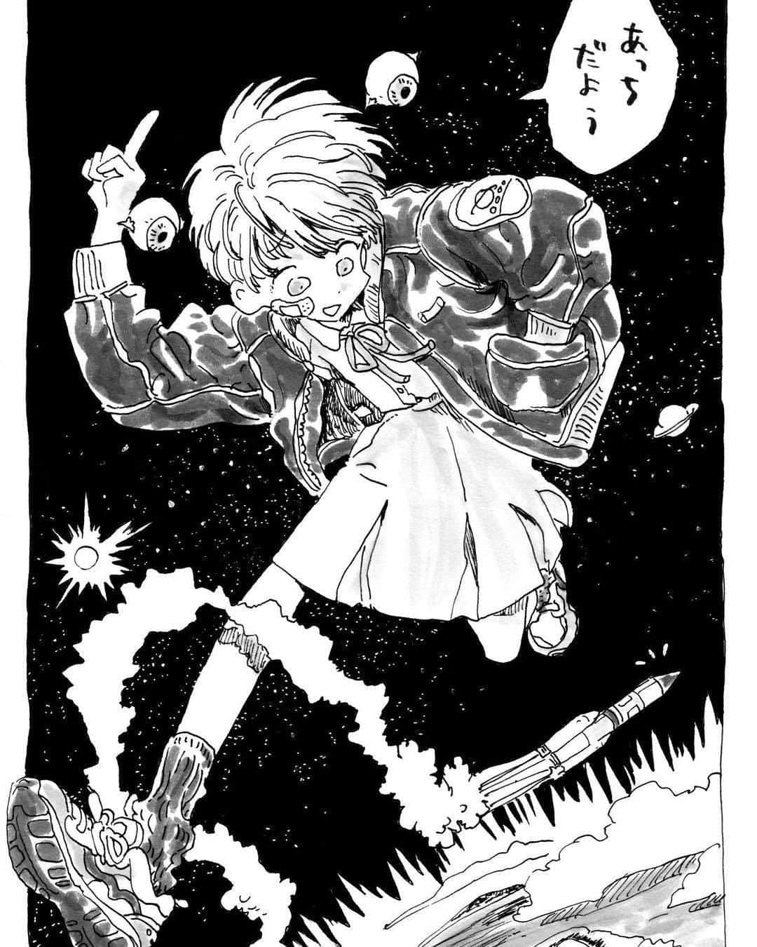 のインスタグラム：「宇宙空間を軽々と飛ぶ女の子がとても魅力的なイラスト！目玉を従えている（？）女の子が何者なのか、個人的にこの後の展開が気になります…😆！ White Inkは隠ぺい性が高く、修正にも使って頂くのにもオススメです！筆ぺんの完美王も本体を押さなくてもインクが流れてくるので、サラサラと描き続けられます✨  Who is this girl ...!? So curiouse to know who is she and what's going happen next😆 ZIG Art & Graphic Twin marker is great to color with illustration.  Art by: @ky_yo_2  Made with: 1. ZIG Art & Graphic Twin 2. くれ竹美文字 完美王 太字/ KURETAKE BIMOJI ”CAMBIO” Large 3. 呉竹 愛ライナー/ Kuretake ai Liner(Ultra fine brush pen) 4. ZIG Cartoonist WHITE INK 5. ZIG Cartoonist BLACK INK  #kuretake_inktober #kuretake #kuretakezig #inktober #inktober2020 #呉竹 #インクトーバー #インクトーバー2020 #kuretakeinktober #blackandwhite #blackandwhiteart #inkdrawing #inkart #inkillustration #kuretakebrushpen #zigmangaka #zigmangakaflexible #呉竹筆ペン #inktober2020rocket #inktoberday16 #ailiner #kuretakeink #完美王 #cambio #kuretakecambio」