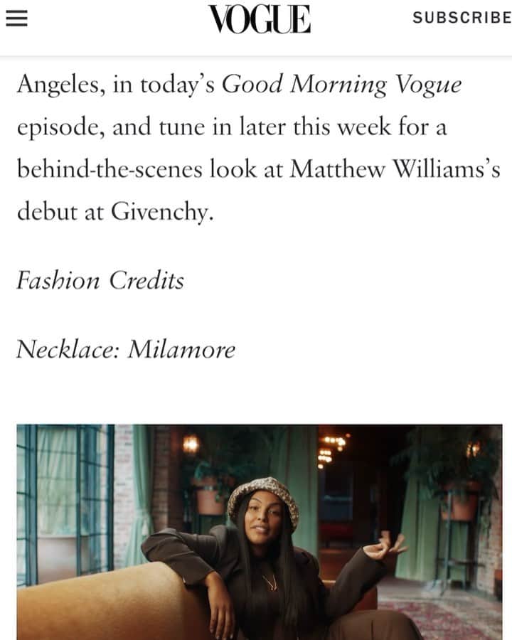 稲木ジョージのインスタグラム：「@milamorejewelry first editorial on @voguemagazine 🇺🇸🤯😳 Kind of weird to see Milamore’s credit along with Givenchy and Thom Browne because I look up to these two brands 🤯 But definitely I’m so happy and proud of my team💕 ミラモアが初めてVOGUE USAのエディトリアルに出ました😳ばっちりとMilamoreと書かれてて、ジバンシーやトムブラウンという自分が好きなブランドと並んでて、変な気分&嬉しい🥺🥺🥺ブランドが出来てまだ18ヶ月だけど、気を引き締めて育てるぞっ🔥」