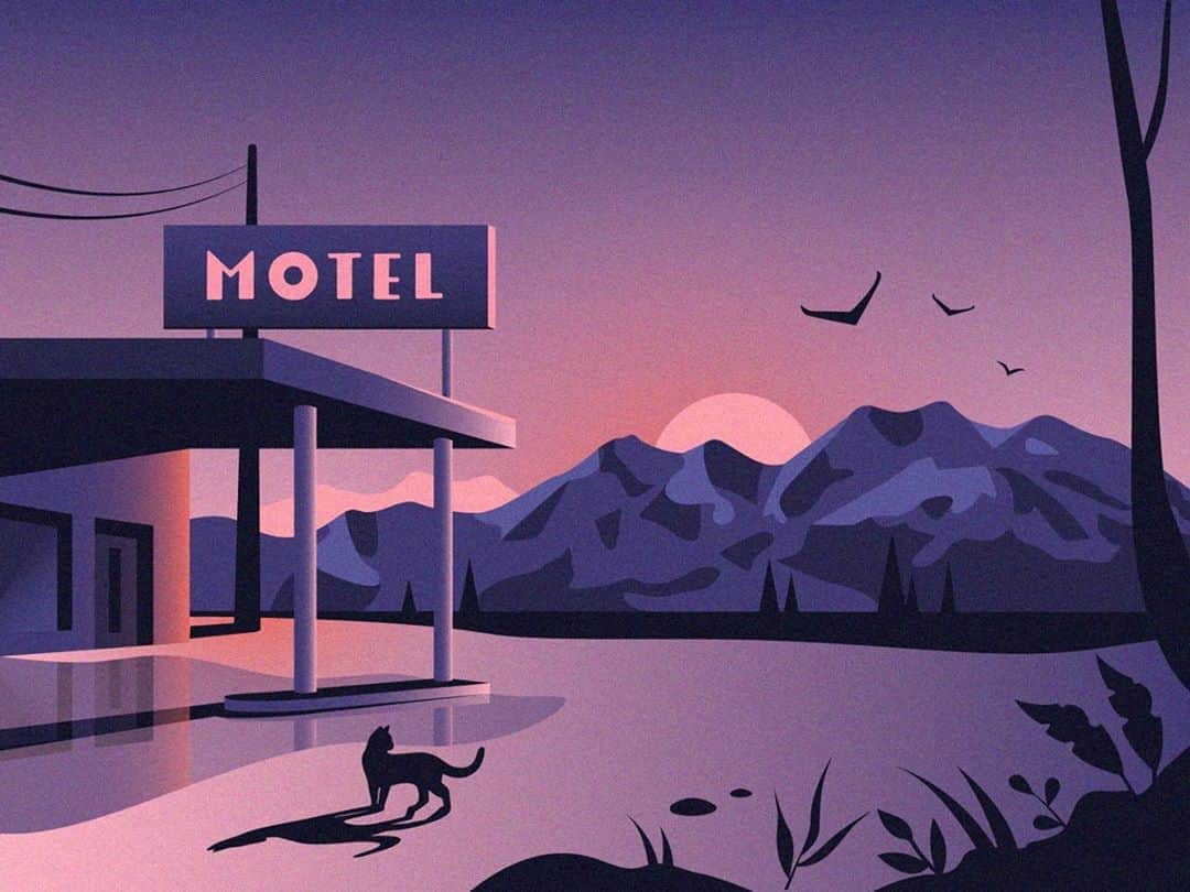 Dribbbleさんのインスタグラム写真 - (DribbbleInstagram)「Motel 🗻 by Joanna Nowak — https://buff.ly/3nsiER7⠀ ⠀ #dribbble #design #motel #illustration #digitalillustration #landscape #vector」10月18日 13時33分 - dribbble
