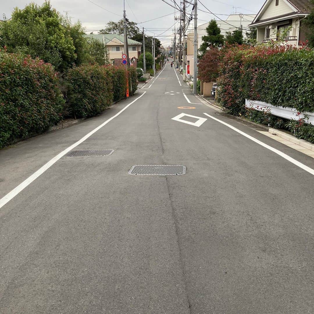 のインスタグラム：「昼は久しぶりに水道道路。回復したら世田谷の先まで行ってみよう。 #一本道 #荒玉水道道路」