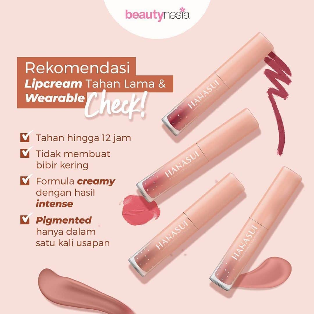 Beauty | Health | Fashionさんのインスタグラム写真 - (Beauty | Health | FashionInstagram)「Calling all to lip cream lovers! Yup, Beautynesia mau kenalin kamu nih sama Hanasui Mattedorable Lip Cream. Memiliki formula yang creamy dengan hasil matte tanpa membuat bibir kamu kering. Gak cuma itu, Mattedorable Lip Cream ini juga bisa digunakan sebagai blush on juga, jadi gak bikin kamu ribet kalau mau touch up. Eits,hanya dengan sekali usap aja, menghasilkan warna intense dan tahan lama hingga 12 jam lho.⁣ ⁣ Tersedia 8 pilihan shade cantik yang sesuai dengan style kamu nih Beautynesian,⁣ ⁣ 01 Kiss⁣ 02 Posh⁣ 03 Star ⁣ 04 Chic⁣ 05 Classy ⁣ 06 Ritz⁣ 07 Spark⁣ 08 Fancy⁣ ⁣ Komen yuk mana warna yang kamu mau banget ?⁣ ⁣ #BeautynesiaID #rekomendasibeautynesia」10月18日 18時34分 - beautynesia.id