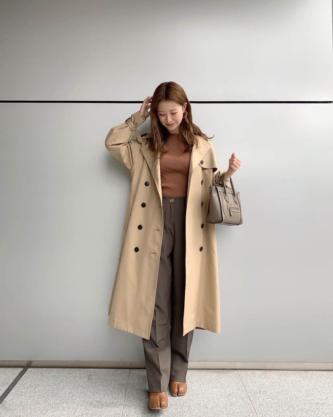 のインスタグラム：「急に寒くなってきたので、 今年もトレンチコートデビュー🧥 @norc.jp   ハリがある素材でシルエットが◎  #norc #norcbytheline #norc_officialonlinestore #トレンチコート #秋コーデ #きれいめカジュアル」