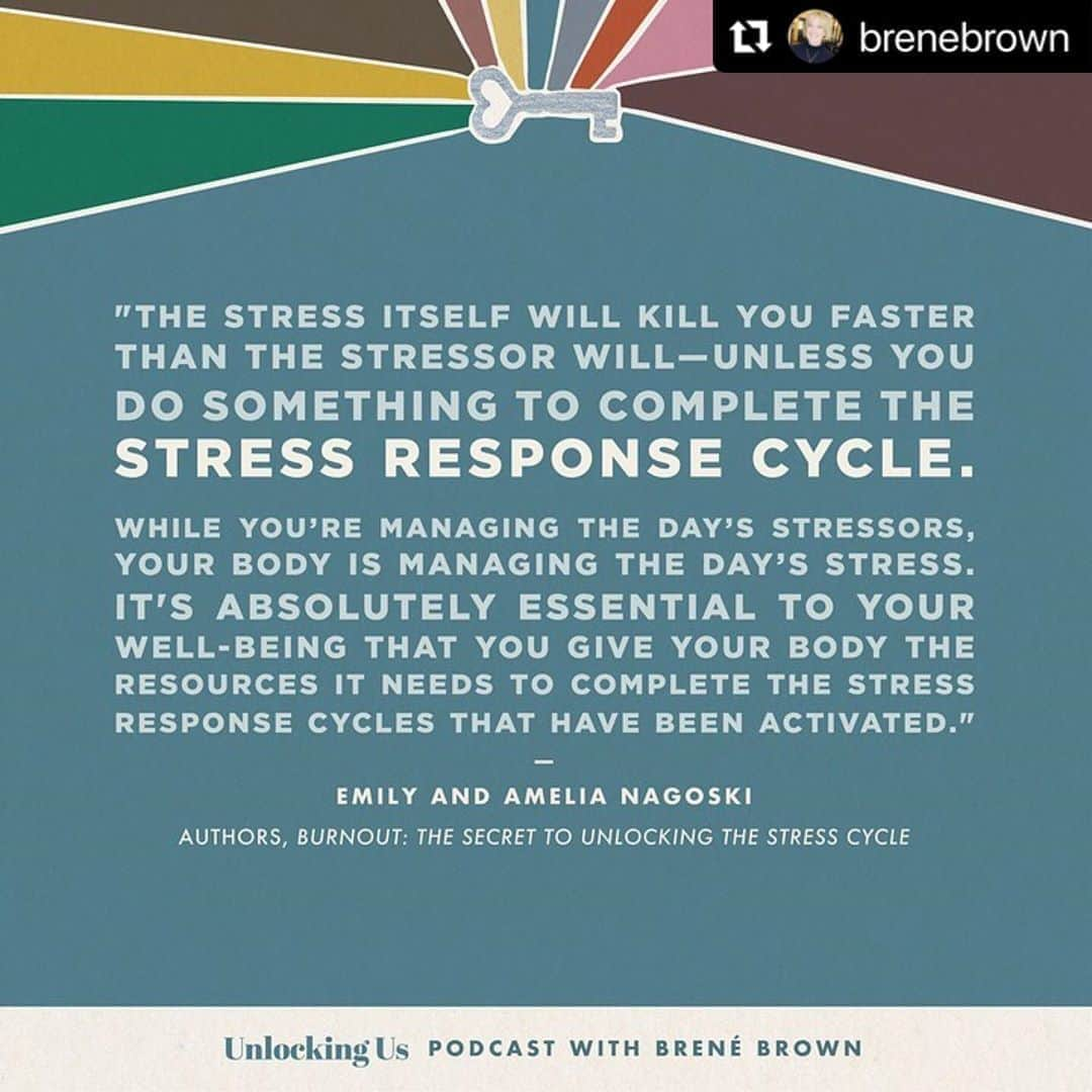 ベラミー・ヤングさんのインスタグラム写真 - (ベラミー・ヤングInstagram)「Y'all. Listening to this episode is one of the best things I've done for myself in 2020. I encourage each of you to give yourself that gift too. Some info will be familiar, some will be new; I laughed & I cried. And I learned: things that give me a new optimism abt how to survive this chapter in our world. #Burnout is REAL- & there are REAL ways to deal with it. SIMPLE, loving ways to complete the cycle of emotion & tell your body you are safe again. So you can be clear & ready for whatever's ahead. I'm sending each of you so much love. Now & always. #UnlockingUs @brenebrown @enagoski @amelianagoski ❤️💗❤️  ps: I googled to listen on my dear friend @fayjacks' rec, but the link is also in #BreneBrown's profile 🤓🥰🎉 ・・・ Burnout. We’re all there. It’s exhausting. The good news? There’s a path through it.  In this episode of #UnlockingUs I talk to Drs. Emily and Amelia Nagoski about their book, Burnout.  I’ve been practicing their 7 “complete the stress cycle strategies” since we recorded the podcast and I must say: Total game changer!  HUGE learning for me: Dealing with the STRESSOR is just one part of dealing with burnout. The other part is dealing with the STRESS by completing the stress cycle and getting through that emotions tunnel.  You can listen to our conversation at the link in profile.」10月19日 5時00分 - bellamyyoung
