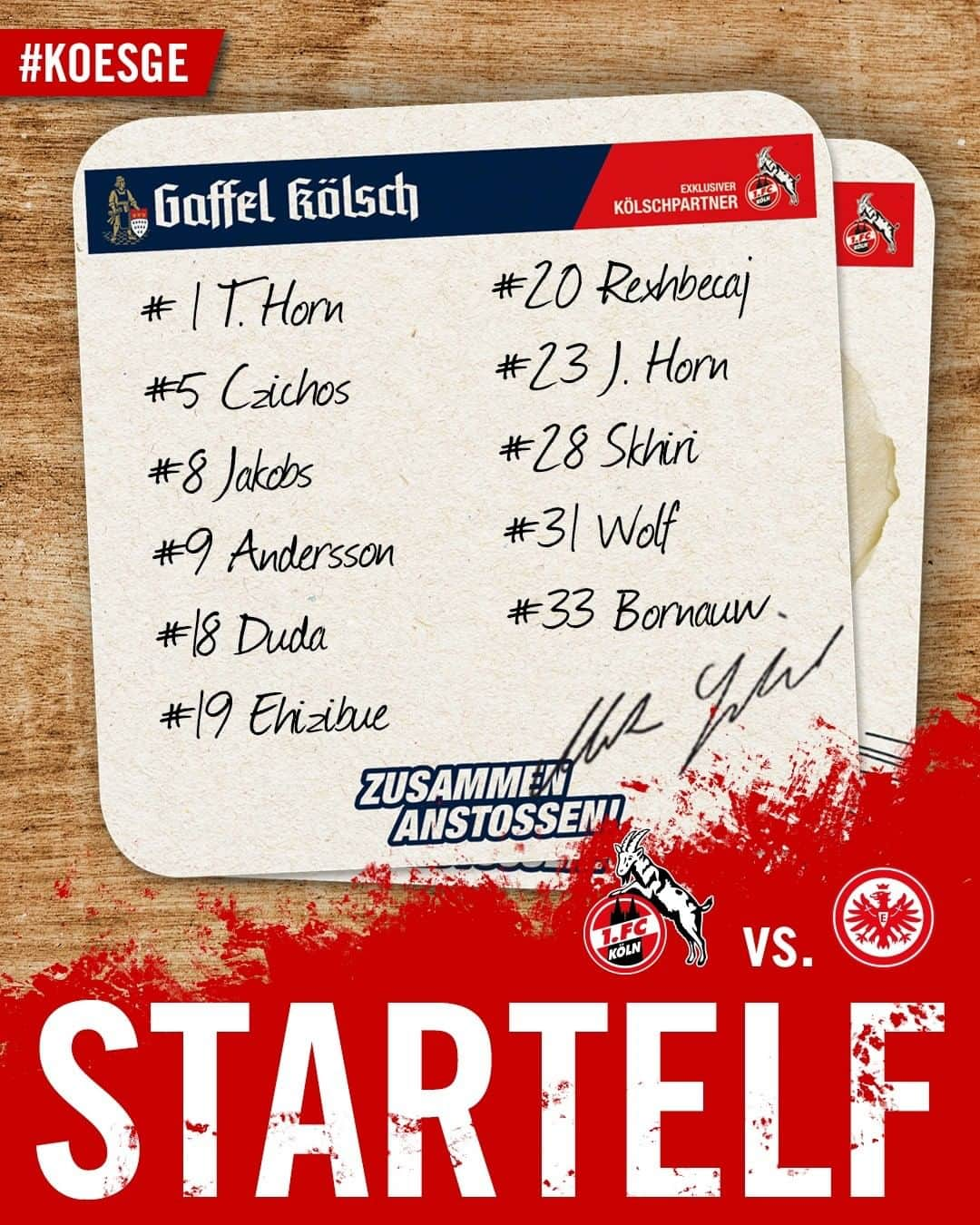 1.FCケルンさんのインスタグラム写真 - (1.FCケルンInstagram)「🚨 SWIPE für die #effzeh-Startelf! 🚨  ___ Die FC-Startelf vor #KOESGE wird präsentiert von @gaffel_koelsch.」10月18日 21時36分 - fckoeln