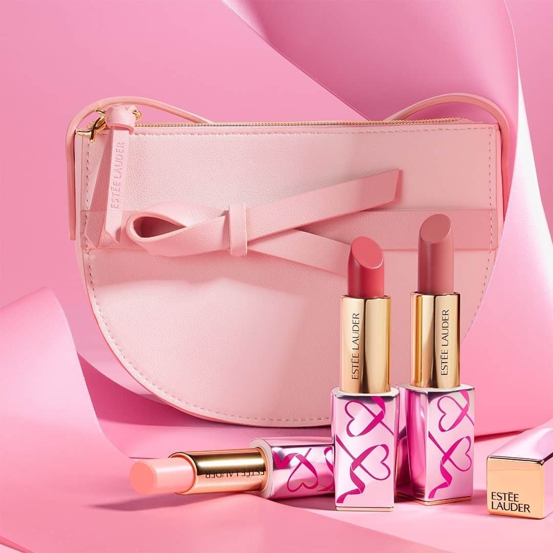 のインスタグラム：「We love shopping for a great cause, don’t you? 💕 Pucker up and blow a kiss in your favorite shades of #pink and shop our limited-edition Pink Perfection Lip Kit and Crossbody Bag. Learn more about how you can contribute at the link in bio. #TimeToEndBreastCancer」