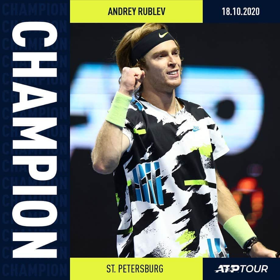 ATP World Tourさんのインスタグラム写真 - (ATP World TourInstagram)「🏆🏆🏆🏆 Make that 4️⃣ titles in 2020 for @andreyrublev! 👏」10月19日 0時21分 - atptour