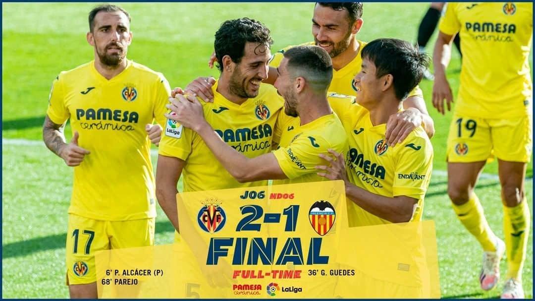 ビジャレアルCFさんのインスタグラム写真 - (ビジャレアルCFInstagram)「¡Y FINAL! ¡FINAL! ¡FINAL! ¡FIIIINAAAAAL! ¡➕3️⃣ para el Submarino con goles de @paco93alcacer & @dani_parejo10 en el derbi autonómico tras un choque muy disputado ante el @valenciacf (2-1)! . ¡VAAAAAAAAMOOOOOOOS 💪💪💪! . FULL-TIME!!! ➕3️⃣ points for the Submarine with goals by @paco93alcacer & @dani_parejo10 in the regional derby after a well-fought game against @valenciacf. Get in there!! 💪💪💪 . #Villarreal #futbol #football #soccer #laliga」10月19日 1時05分 - villarrealcf