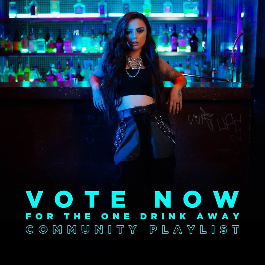 のインスタグラム：「You can now vote for the songs you’d most like to hear on the ONE DRINK AWAY community playlist! We can then have a @spotify listening party to hear what we’ve created together 🎵 Just head to the link in my bio to vote!」