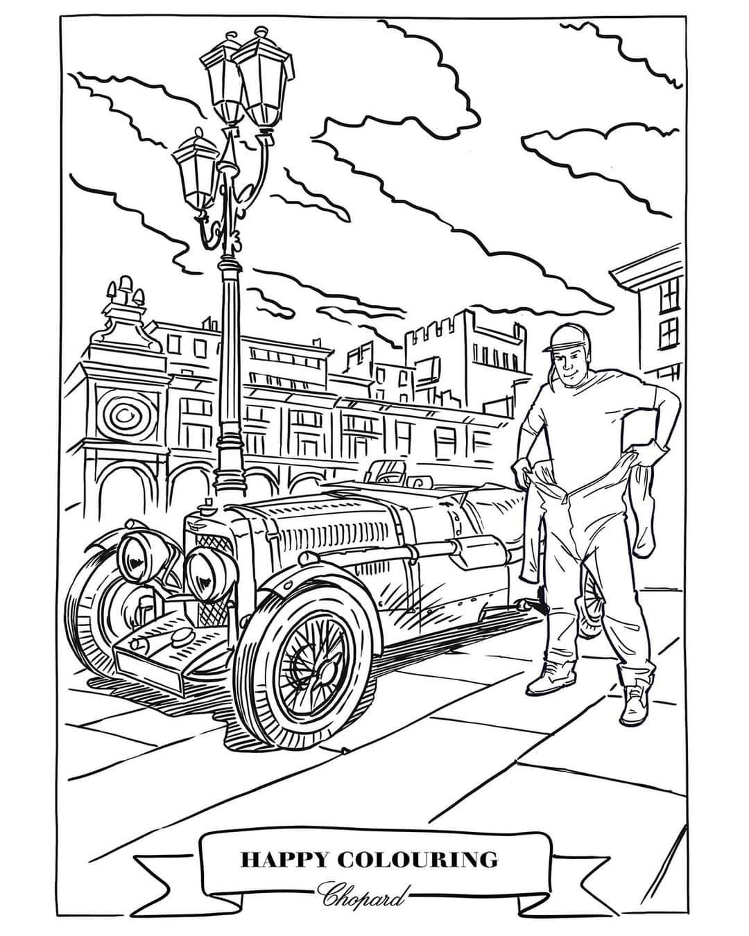 ショパールさんのインスタグラム写真 - (ショパールInstagram)「Choose your favourite sketch to print and bring iconic Mille Miglia moments to life with some colouring of your own. #HappyWithChopard」10月19日 2時46分 - chopard