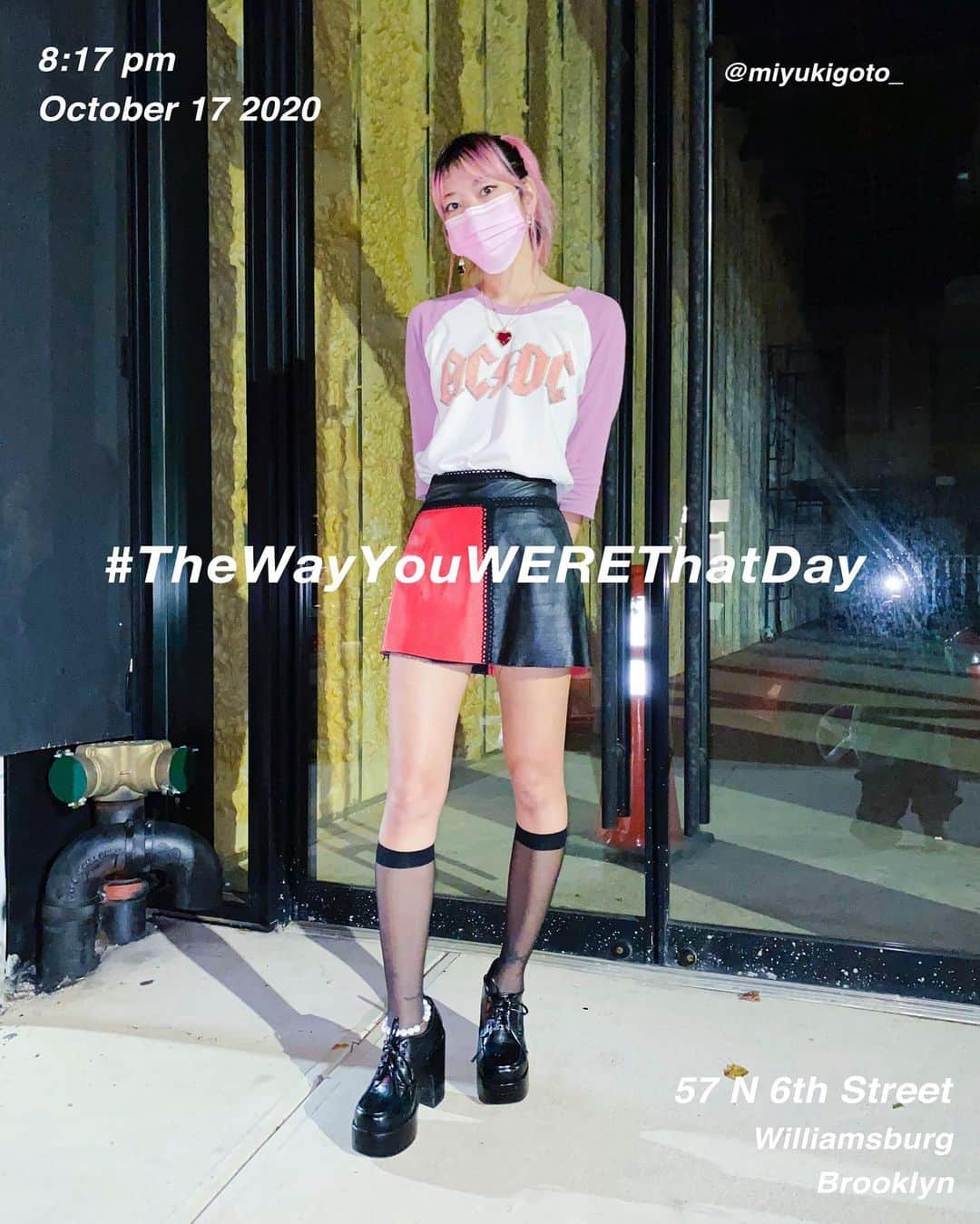 筒井心一のインスタグラム：「@miyukigoto_ on 57 #North6thStreet at 8:17 pm, October 17 2020, #NewYork ﻿ #OutfitOfTheDay = #TheWayYouWEREThatDay」