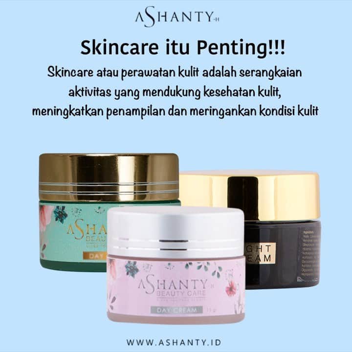 ASHANTY BEAUTY CREAM OFFICIALのインスタグラム：「Ladies taukah kamu bahwa menggunakan skincare itu sangatlah penting ? Kenapa, Skincare atau perawatan kulit adalah serangkaian aktivitas yang mendukung kesehatan kulit, meningkatkan penampilan dan meringankan kondisi kulit. Skincare dapat mencakup nutrisi bagi kulit hingga menghindari dampak negatif dari paparan sinar matahari yang berlebihan.   Nah untuk memilih skincare kamu tidak bisa sembarangan, kamu harus sesuaikan dengan kebutuhan dan kondisi kulit wajahmu agar menghindari memperburuk kondisi kulit wajah seperti jerawat, kekeringan pada kilit wajah dan masalah kulit wajah lainnya   Ashanty Beauty Cream menjadi pilihan yang tepat untuk mengatasi masalah kulit wajahmu, kamu bisa memilih paket skincare sesuai kebutuhan dan kondisi kulit wajah kamu saat ini : • Anti Aging untuk jenis kulit kombinasi, mampu mencerahkan, melembutkan, melembabkan dan melawan tanda penuaan dini pada kulit wajah • Whitening cream series untuk jenis kulit wajah kering dan kusam, bermanfaat untuk mencerahkan dan melembabkan kulit wajah • Acne Cream untuk kulit kusam, berminyak dan berjerawat bermanfaat untuk mengatasi jerawat, komedo, mencerahakan, melembutkan dan melembabkan ✨  Sumber : https://bit.ly/37k54JO _____________________________ Informasi dan pemesanan  Ashanty Beauty Cream Chat Via WA : WA: 081287388885 WA: 085781140354 WA: 087778489900 WA: 081293823950 ⚡️ Fast Respons Click Link On Bio Instagram @ashantyid ❣️ ______________________________ #ashantybeautycream #creamashanty #skincareashanty #skincare #skincareartis #skincarelokal #creamwajah #creamperawatanwajah #obatjerawat #jerawat #kosmetik #krimwajah #creamwajah #whiteningcream #ashantyid #ashanty」