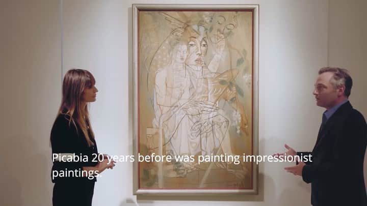 カロリーヌ・ド・メグレのインスタグラム：「Had a great guided tour of the Modernités/Contemporary exhibition at @sothebys Here is Minos by Picabia (1929) explained to me by Expert Etienne Hellman」