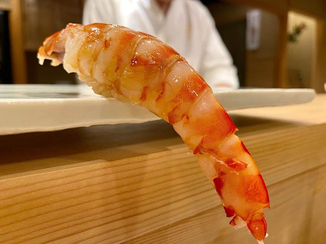 迫田愛子さんのインスタグラム写真 - (迫田愛子Instagram)「これが本当の海老反り‼︎﻿ 幻の葡萄海老を頂きました。。﻿ ﻿ 貴重なお席に呼んで頂き、東麻布天本さんへ。﻿ ため息の連続。。✨﻿ 感動的でした。。✨﻿ ﻿ 初めて伺って、次いつ行けるか、はたまた次行く事が出来るか⁈﻿ と言う貴重なお席で、幻の葡萄海老を食べる事が出来たなんて、、、﻿ ﻿ わたしってなんてラッキーガール！！笑﻿ また行けますように🙏✨﻿ ﻿ #東麻布 #天本」10月19日 16時34分 - aiko_esnail